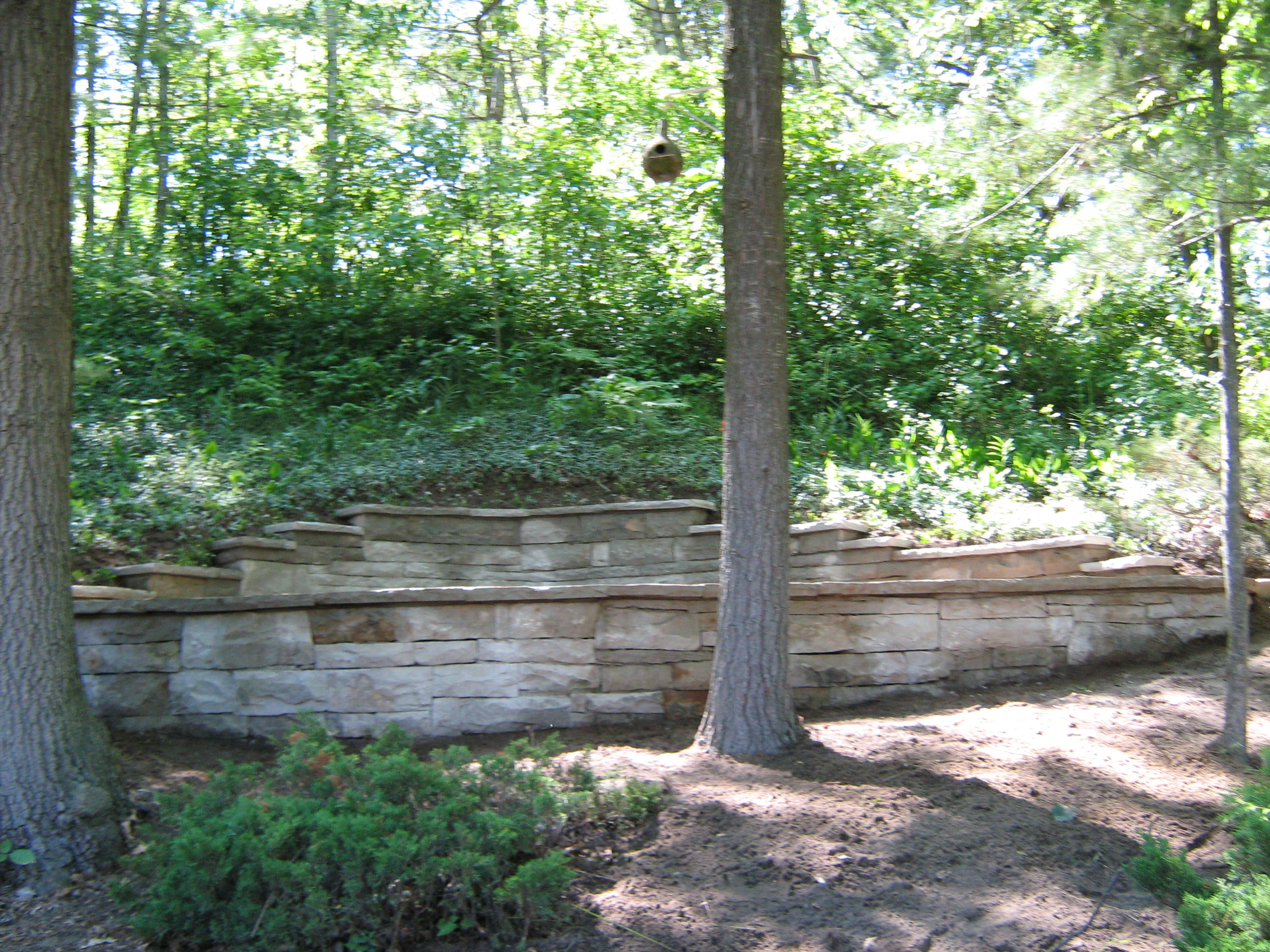 Natural stone retaining wall London Ontario